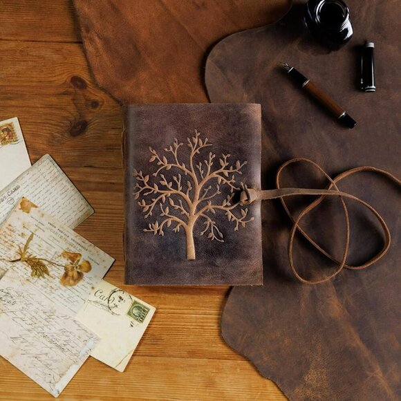 moonster Leather Journal 7x5 Lined Notebook Tree of Life Diary 400 Pages - Picture 3 of 3